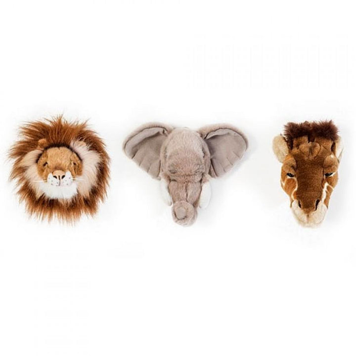 Wild & Soft Safari Mini Set met 3 dierenkoppen, zachte decoratie voor kinderkamer