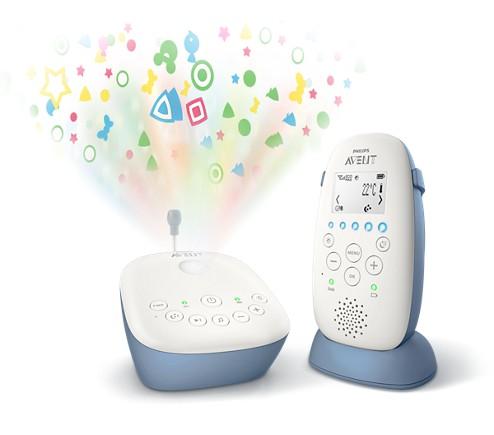 Avent Babyfoon SCD734/26 met storingsvrije DECT-technologie, sterrenhemel projector, en nachtmodus.