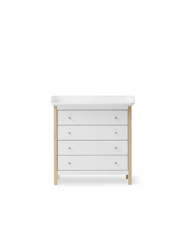 Oliver Furniture - Commode Wood 4 Laden + Opzetstuk | White / Oak