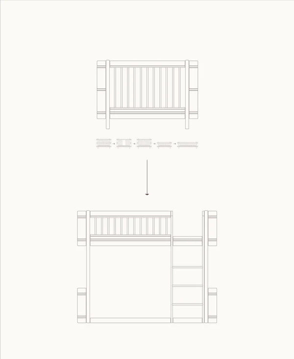 Oliver Furniture - Conversieset Mini+ Cot Bed - Low Loft Bed | White / Oak