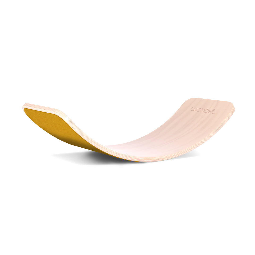 Wobbel - Balanceerbord Original Blank Gelakt | Vilt Mosterdgeel