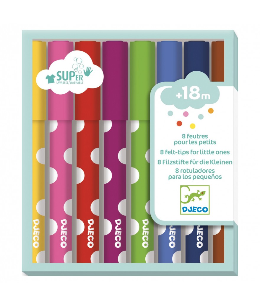 Djeco - Uitwasbare Viltstiften voor de Kleintjes | 8 stuks