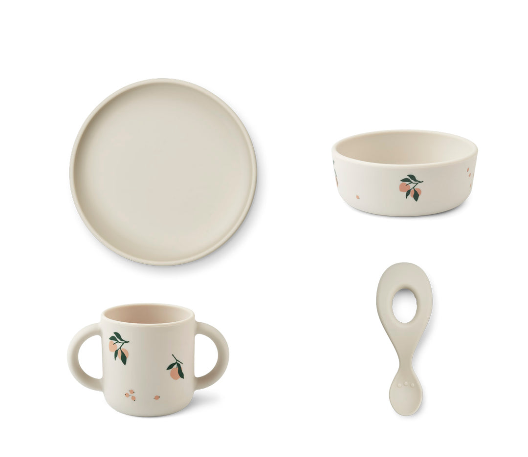 Silicone Eetset Vivi Peach Sea Shell Mix
