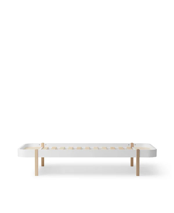 Bed 90 x 200 cm Lounger White / Oak