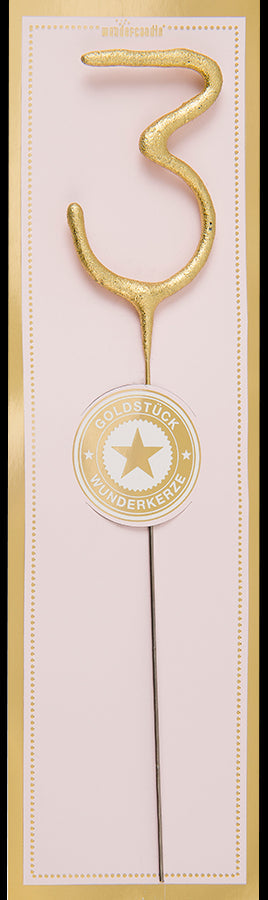 Vuurwerkstokje Cijfer 3 Classic Gold