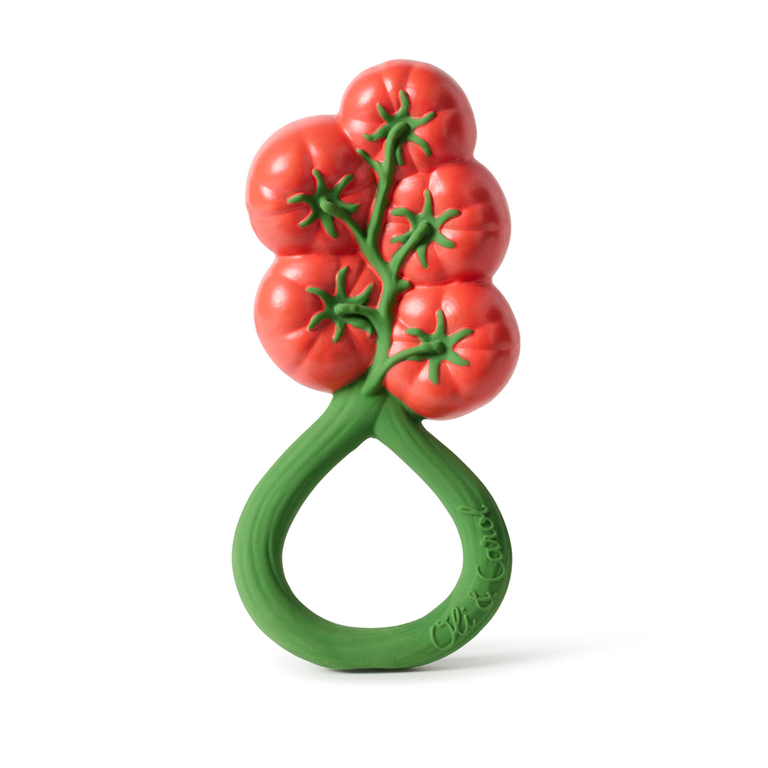 Oli & Carol - Rammelaar & Bijtspeeltje Tomato | Natuurlijk Rubber