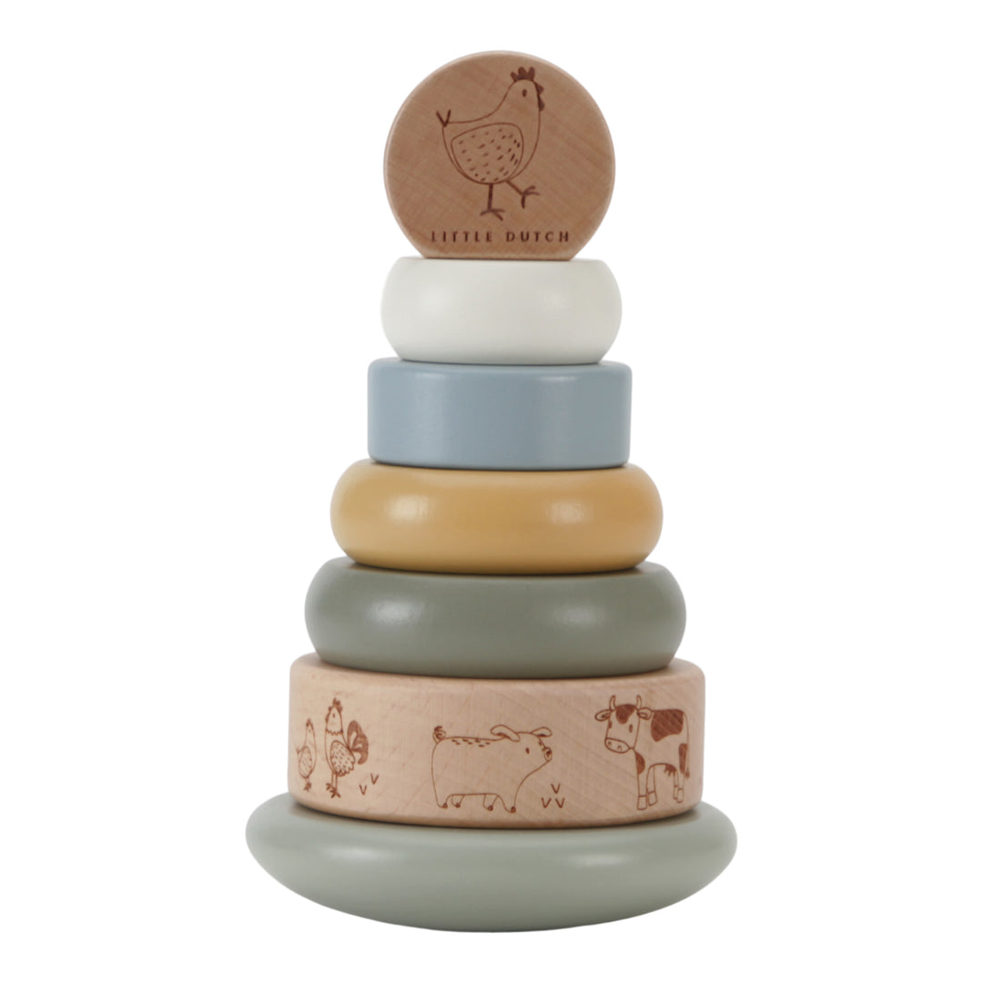 Little Dutch - Tuimelstapelaar Little Farm | Houten Stapelspeelgoed