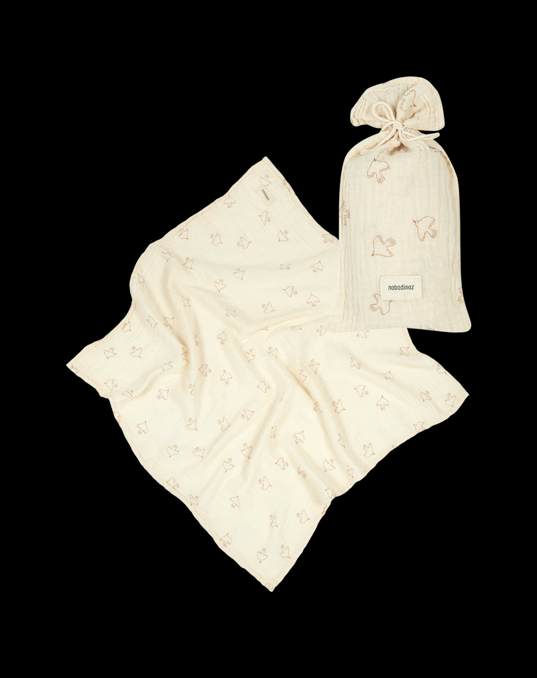 Tetradoek 70 x 70 cm Wabi Sabi Birth Gift Brown Hoshi Birds