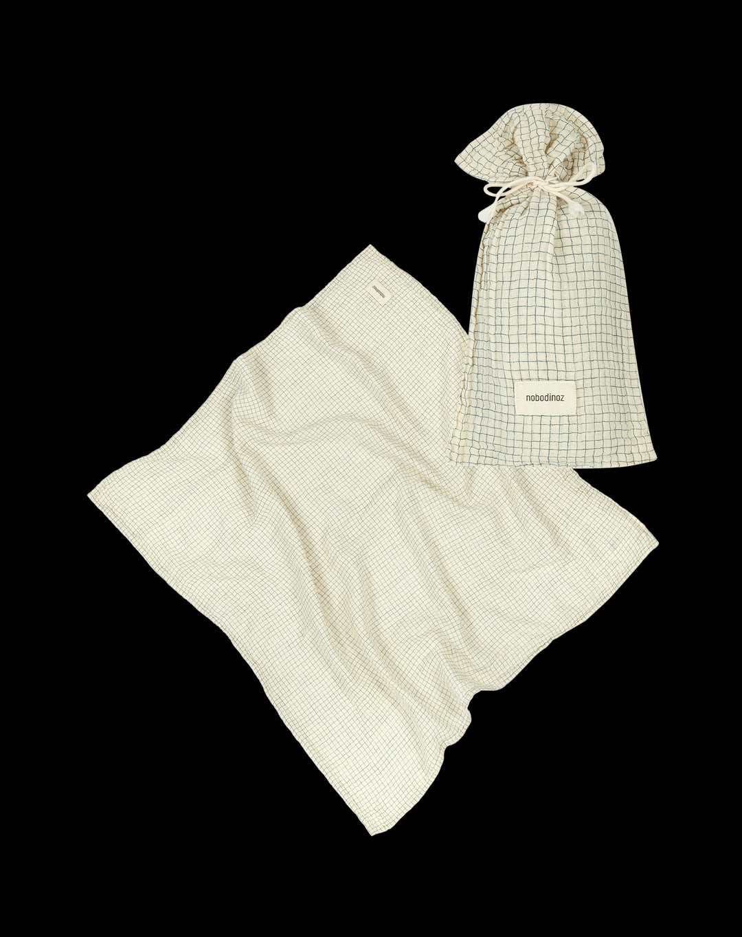 Tetradoek 70 x 70 cm Wabi Sabi Birth Gift Brown Blue Grid