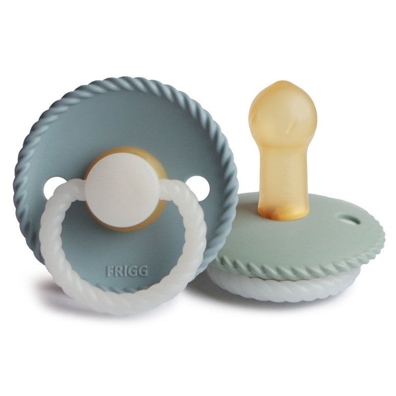 Fopspeen Frigg Rope Latex Night Stone Blue / Sage (2pack) mt 6-18m