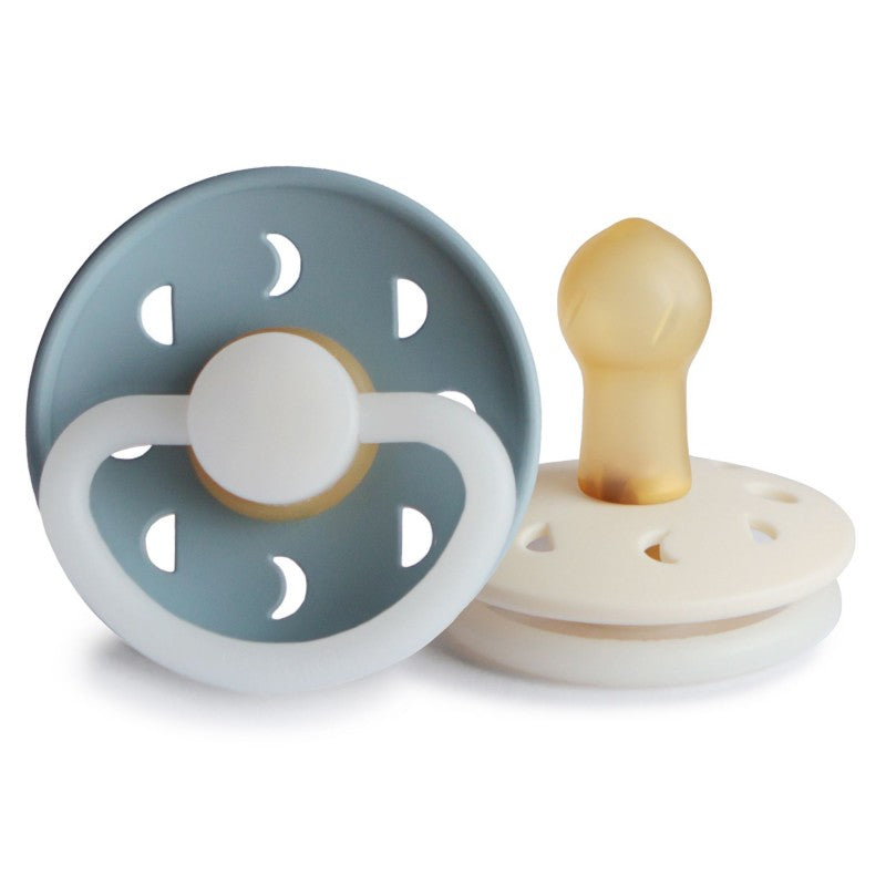 Fopspeen Frigg Moon Latex Night Stone Blue / Cream (2pack) mt 0-6m