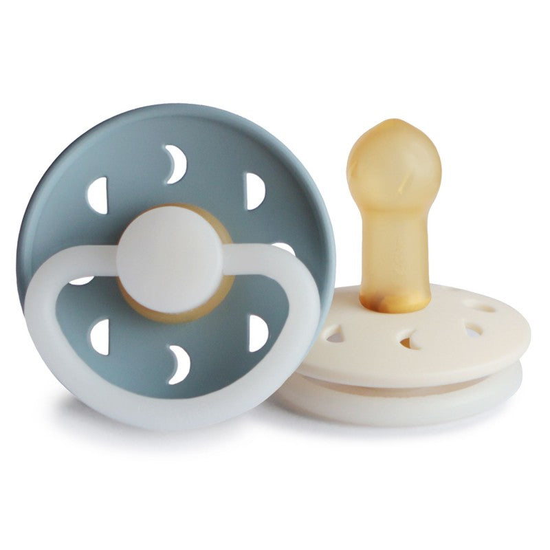 Fopspeen Frigg Moon Latex Night Stone Blue / Cream (2pack) mt 6-18m