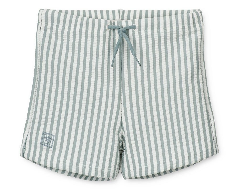 Zwembroek Otto Seersucker Y/D Stripe Sea Blue / White