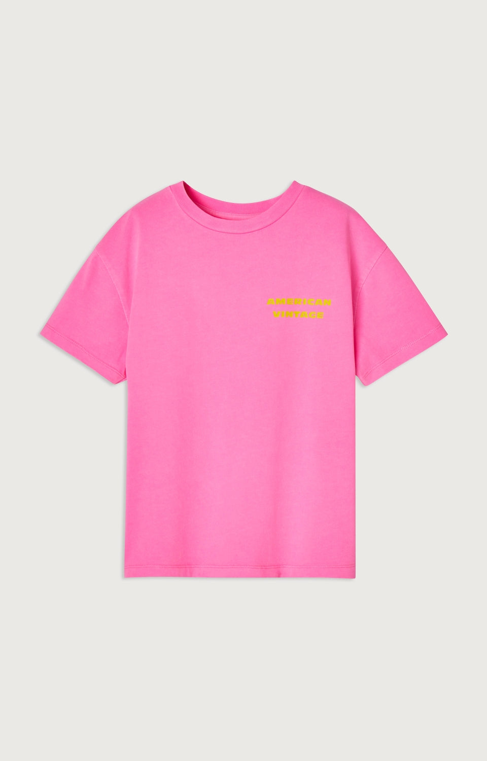 T-shirt Fizvalley Droit Col Rond Imprime Fluo Pink