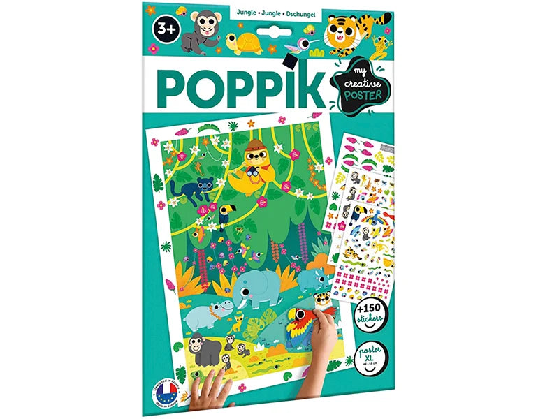 Poppik - Creative Poster Met Stickers Jungle | 3+ met 150 Herpositioneerbare Stickers