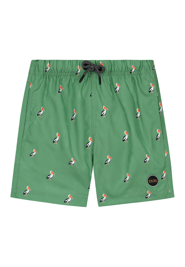 Shiwi Sage Green Zwemshort Kids Pelican met rekbare tailleband