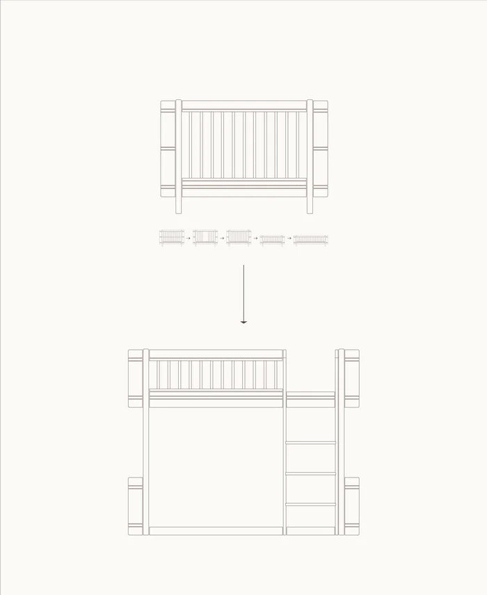 Conversieset Mini+ Cot Bed - Low Loft Bed Oak