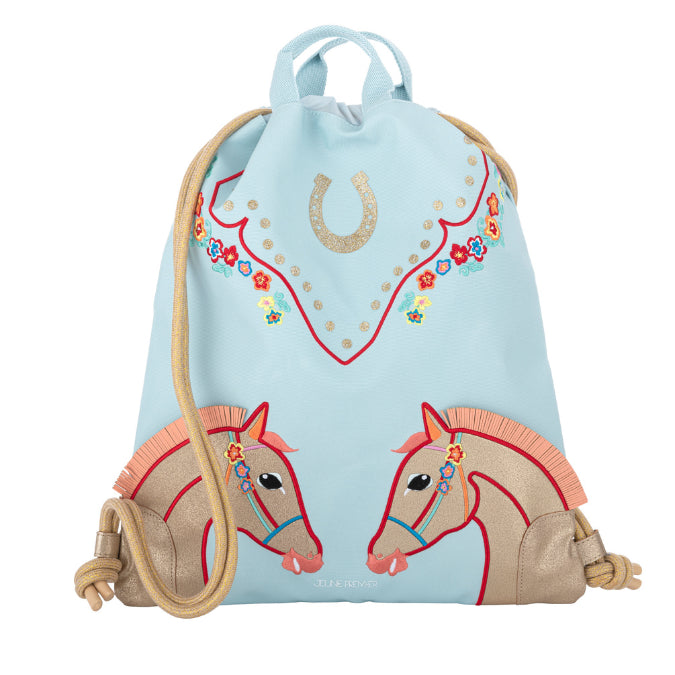 Jeune Premier City Bag Cavalerie Florale, multifunctionele kindertas met paarden, ideaal voor zwem- en sportuitrusting, licht en waterafstotend