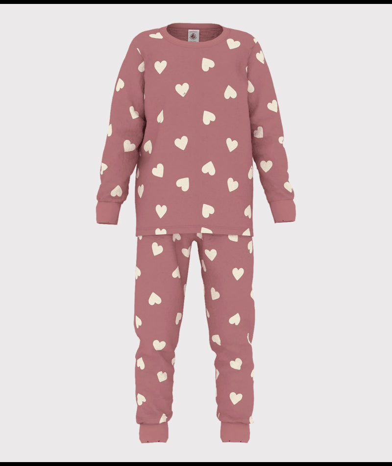 Pyjama 2-delig Kids Hearts Rosewood / Marshmallow Pink