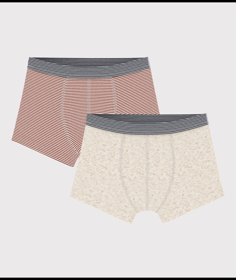 Boxershort Kids Beige / Red Stripes (2pack)