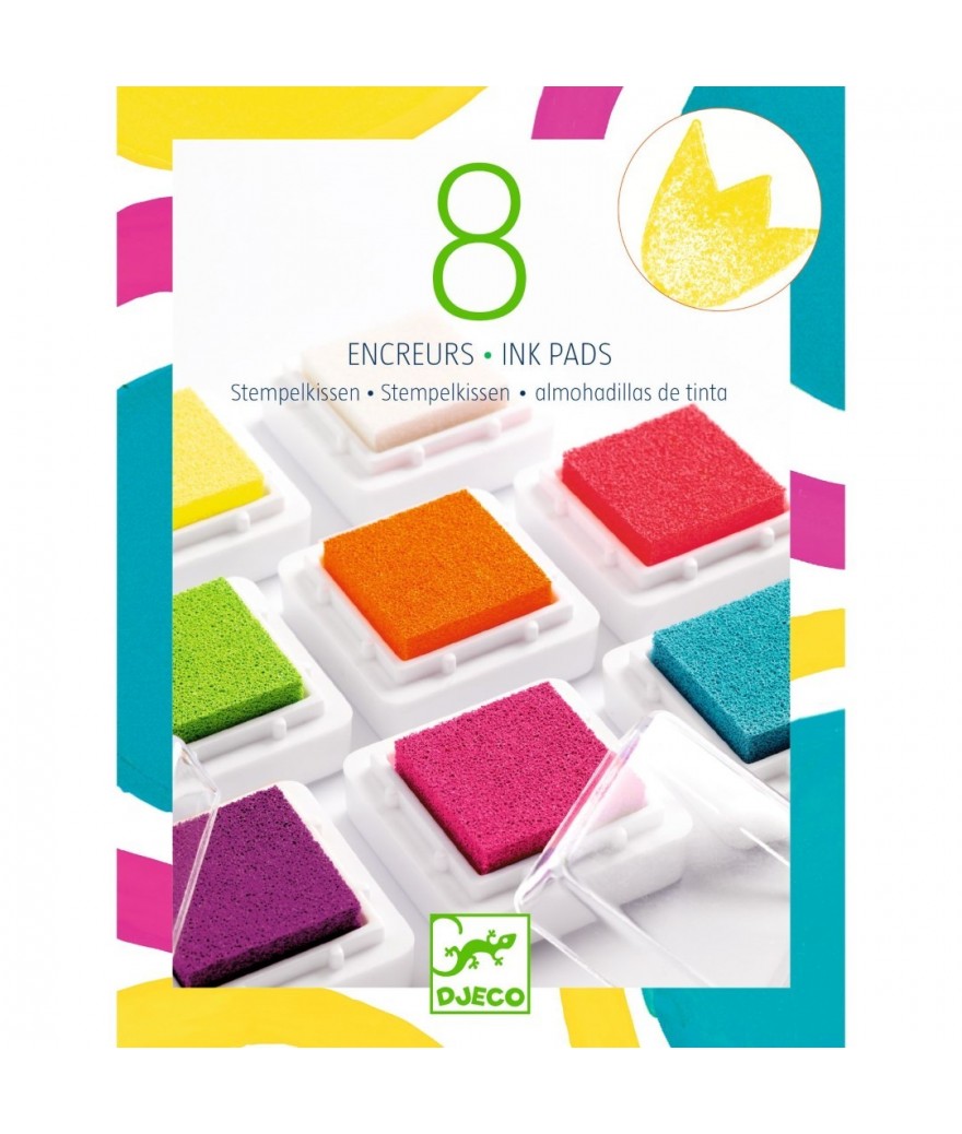 Djeco - Knutselset Stempelkussens Inkt Neon | 8 Kleuren