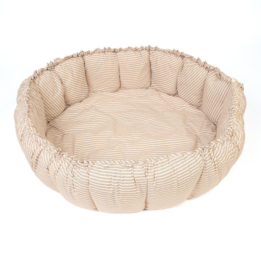 Play & Go Speelmat Blue Stripes Brown, omgevormd tot babynestje en opbergzak, ideaal voor baby’s