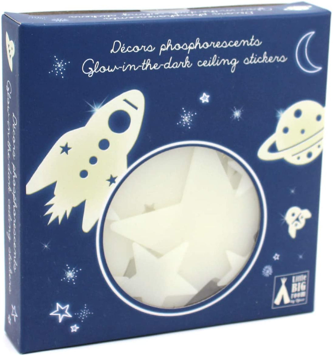 Djeco - Stickers Glow In The Dark Ruimtemissie (62 stuks) | Glow-in-the-Dark Muurdecoratie