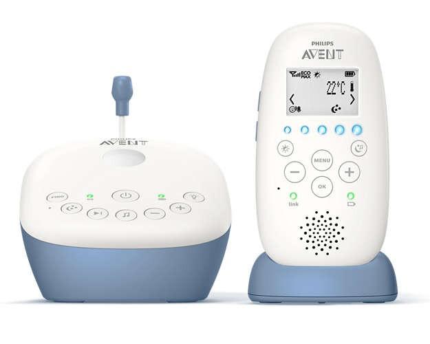 Avent Babyfoon SCD734/26 met storingsvrije DECT-technologie, sterrenhemel projector, en nachtmodus.