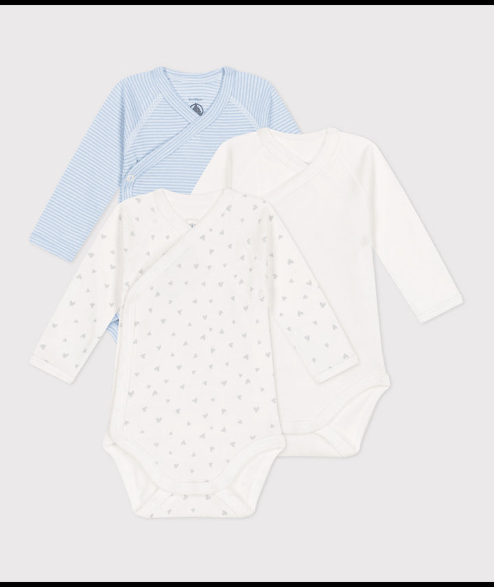 Body Lange Mouwen Blue Little Hearts / Blue Stripes / White Variante 1 (3pack)