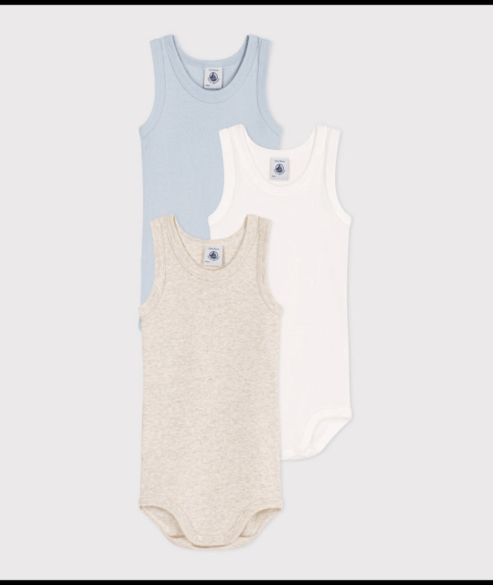 Body Zonder Mouwen Sand Melange / Blue / White (3pack)