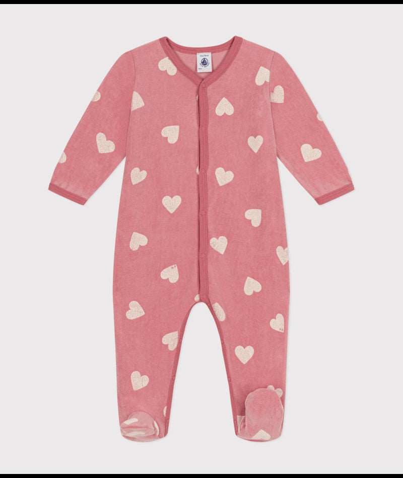 Pyjama Met Voetjes Hearts Rosewood / Marshmallow