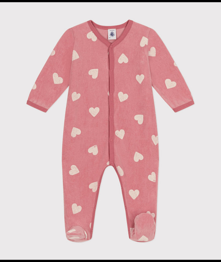 Pyjama Met Voetjes Hearts Rosewood / Marshmallow