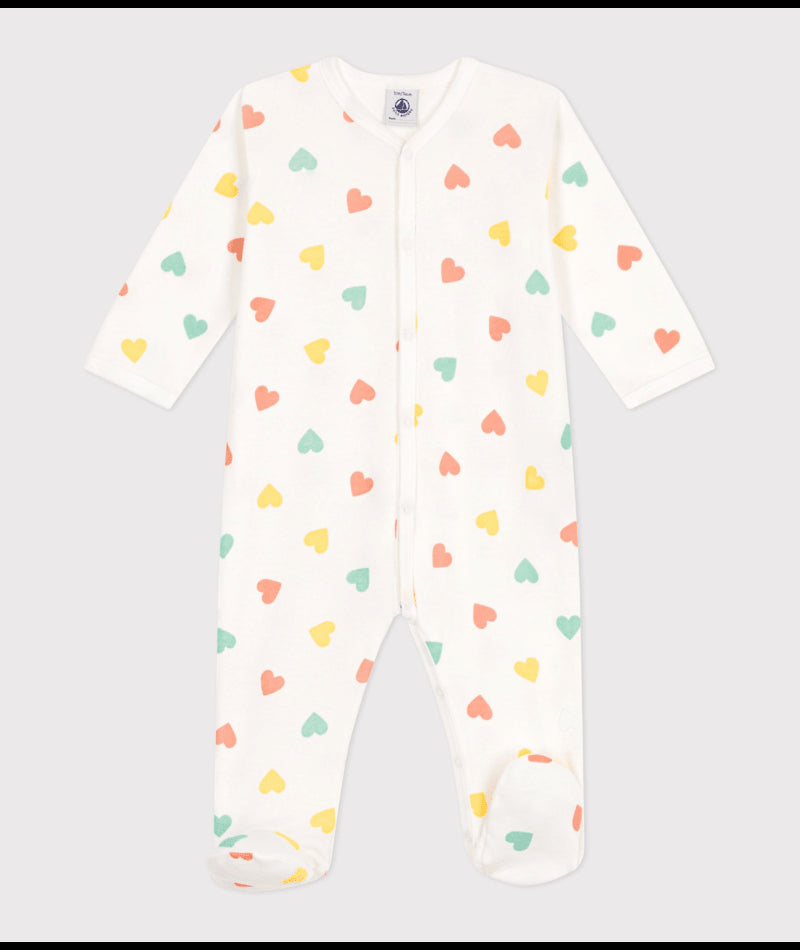 Pyjama Met Voetjes Large Multi Hearts Marshmallow / Multi