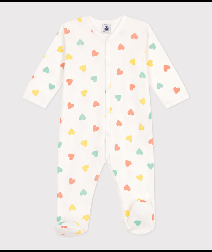Pyjama Met Voetjes Large Multi Hearts Marshmallow / Multi