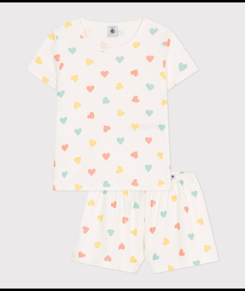 Pyjama 2-delig Kort Large Multi Hearts Marshmallow / Multi