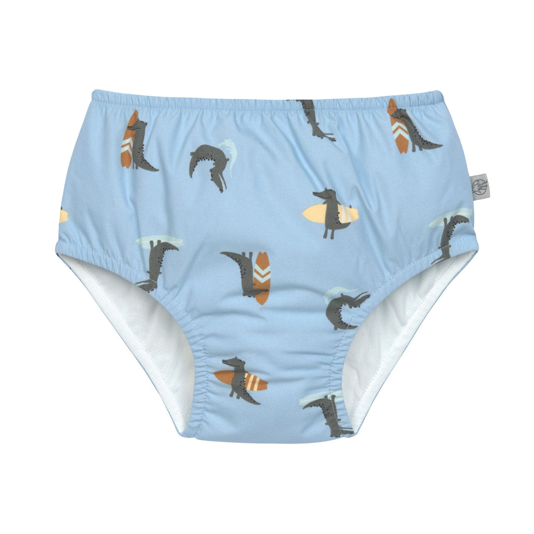 Blauwe Lassig zwemluier met krokodillenprint voor baby’s