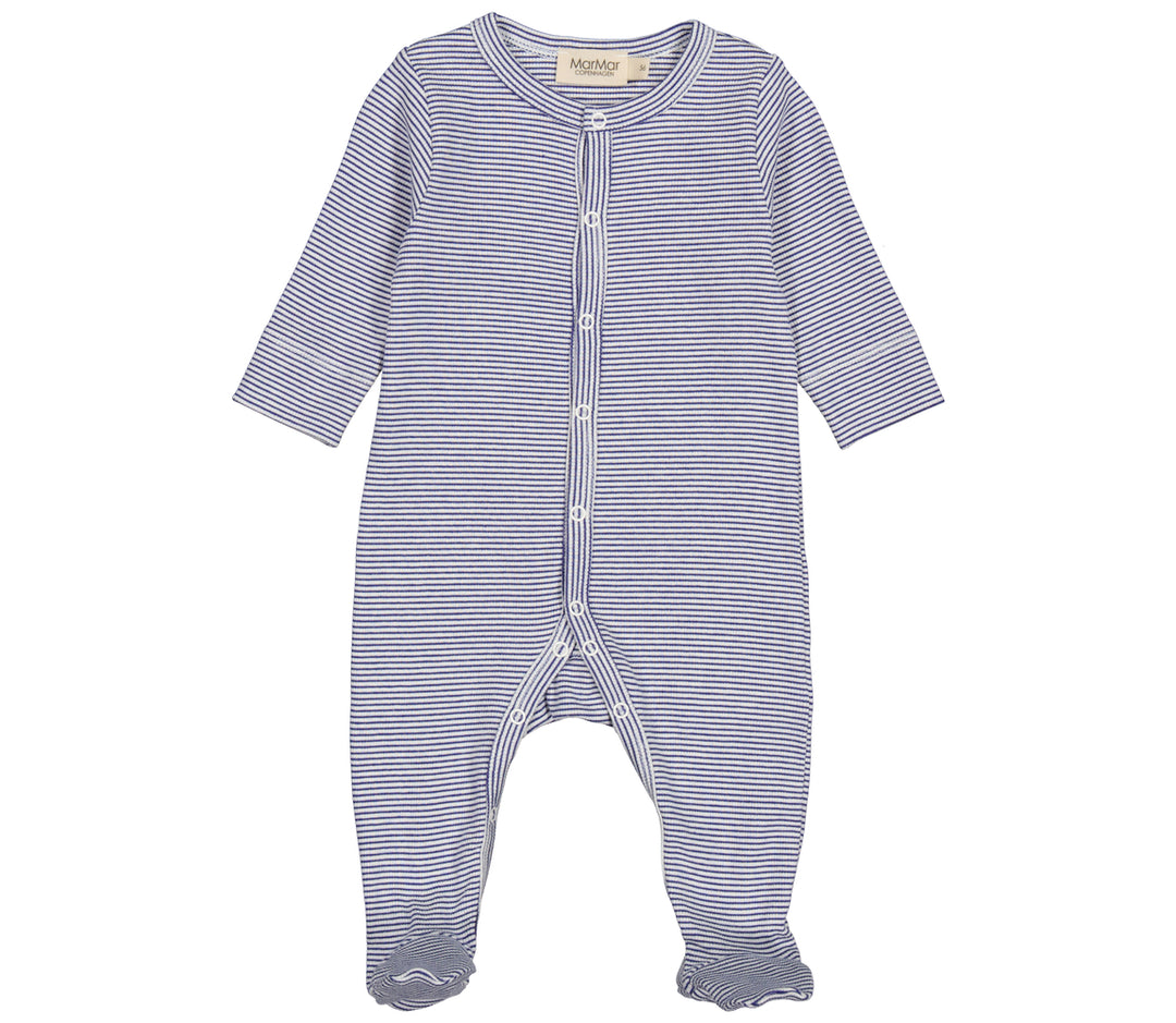 Pyjama Met Voetjes Rukano Fine Rib Stripe Blue