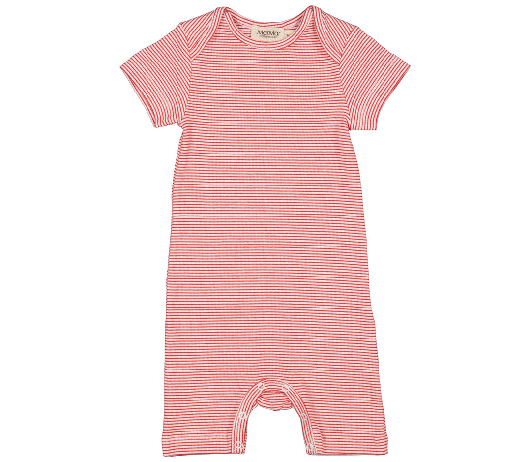 Kruippakje Kort Roxi Summer Fine Rib Stripe Red