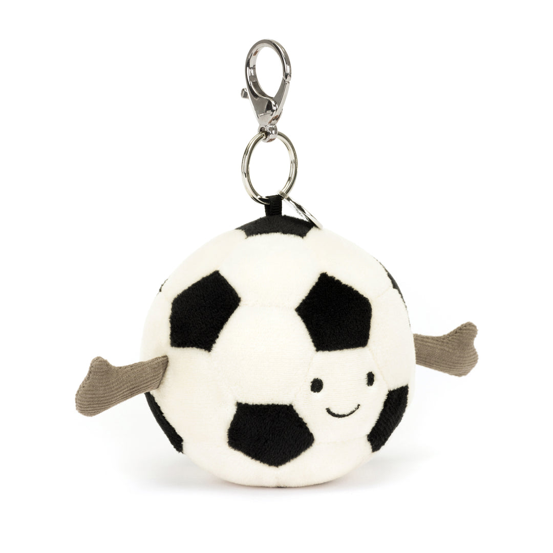 Jellycat sleutelhanger Amuseables Sports Football Charm, zacht pluche voetbal met metalen clip