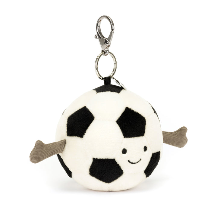 Jellycat sleutelhanger Amuseables Sports Football Charm, zacht pluche voetbal met metalen clip