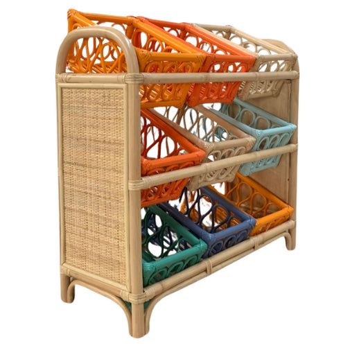 Cokos - Opbergmeubel Met Mandjes Renee Naturel / Oranje / Blauw / Groen