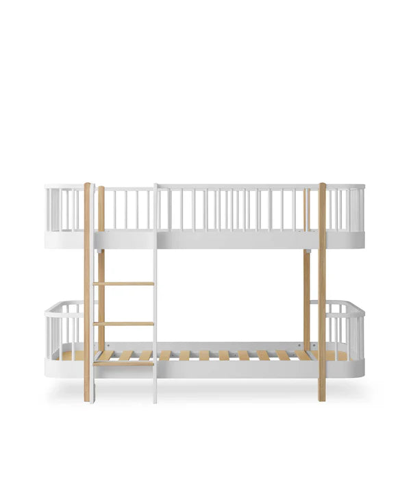Stapelbed 90 x 200 cm Wood Original Low Bunk Bed White / Oak