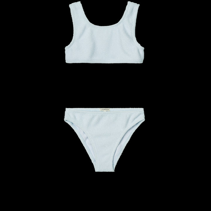 Liewood Bello bikini in Pure Sky met gekreukte stof en siliconen ruglogo