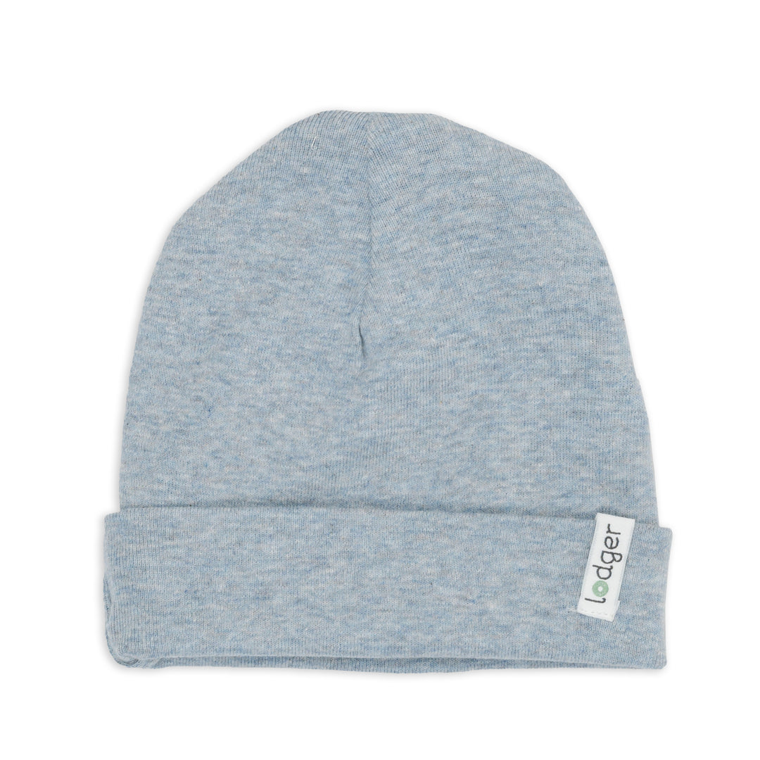 Babymuts Lodger Beanie Melange in Blue Fogg – zacht biologisch katoen