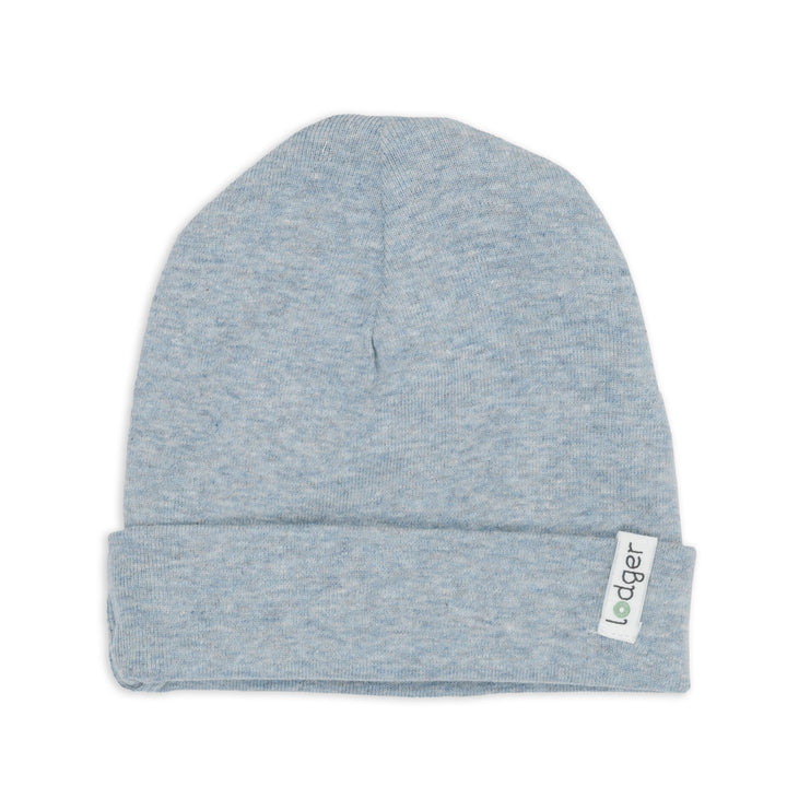 Babymuts Lodger Beanie Melange in Blue Fogg – zacht biologisch katoen