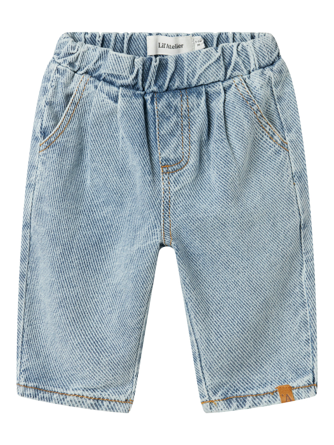 Lil Atelier baggy jeansbroek van rib denim in Medium Blue
