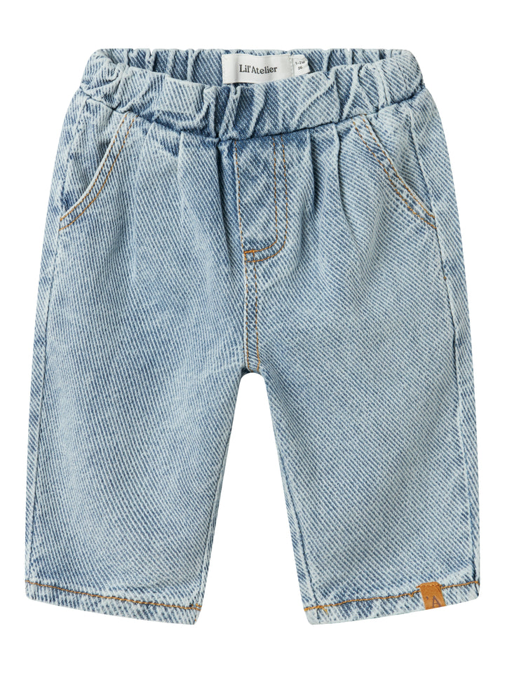 Lil Atelier baggy jeansbroek van rib denim in Medium Blue