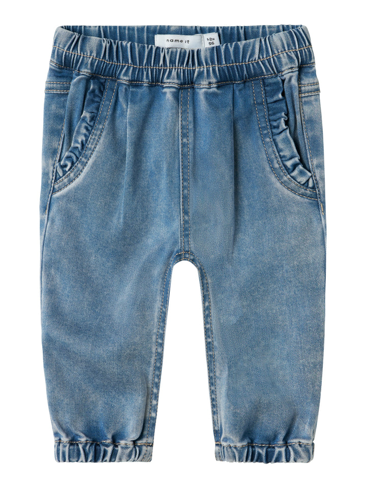 Babyjeans in mediumblauw met ruches en verstelbare taille van Name It