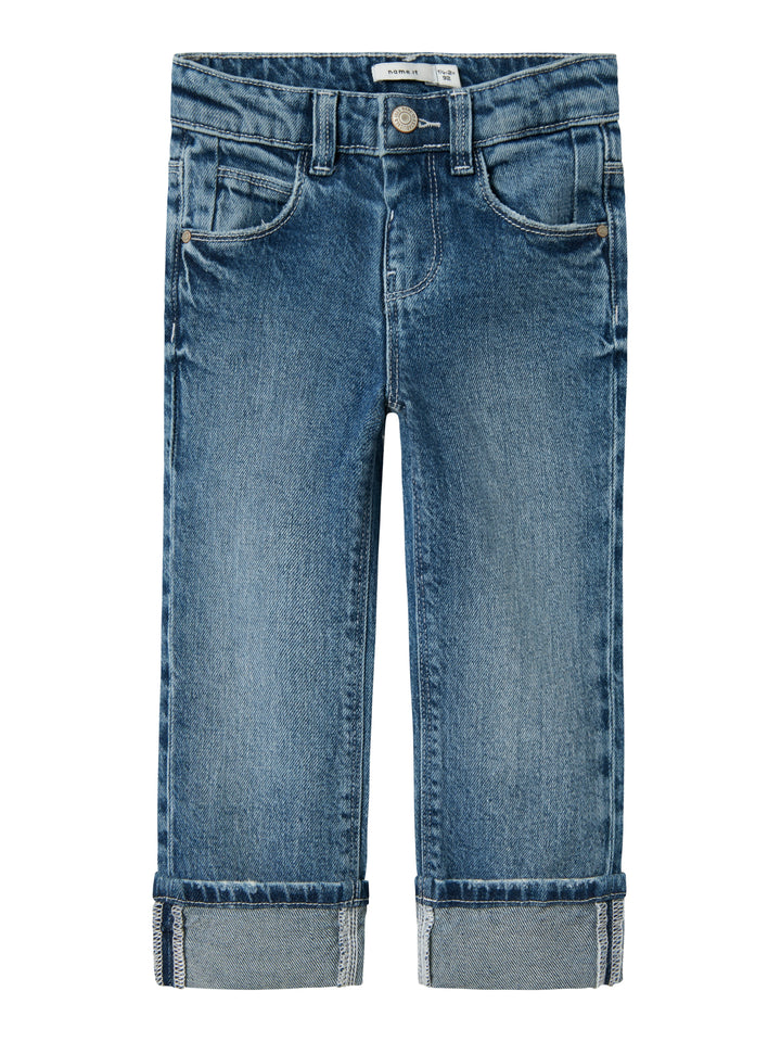 Straight fit jeans van Name It in mediumblauw met omvouwbare zomen