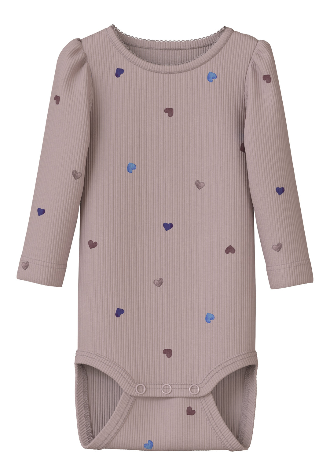 Lila ribtricot body van Name It met O-hals en biologisch katoen